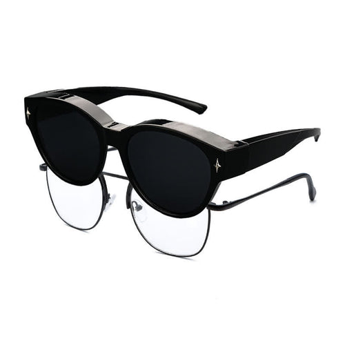 Fit Over Glasses Cat-Eye Star Decor Polarized Sunglasses