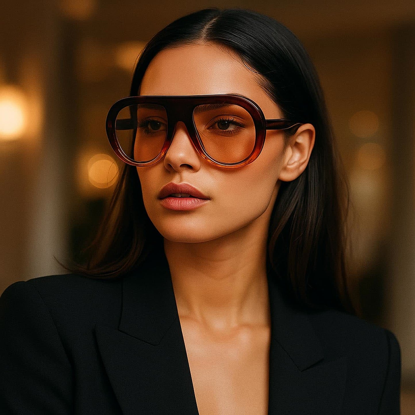 Oversized Frame Hipster Aviator Sunglasses