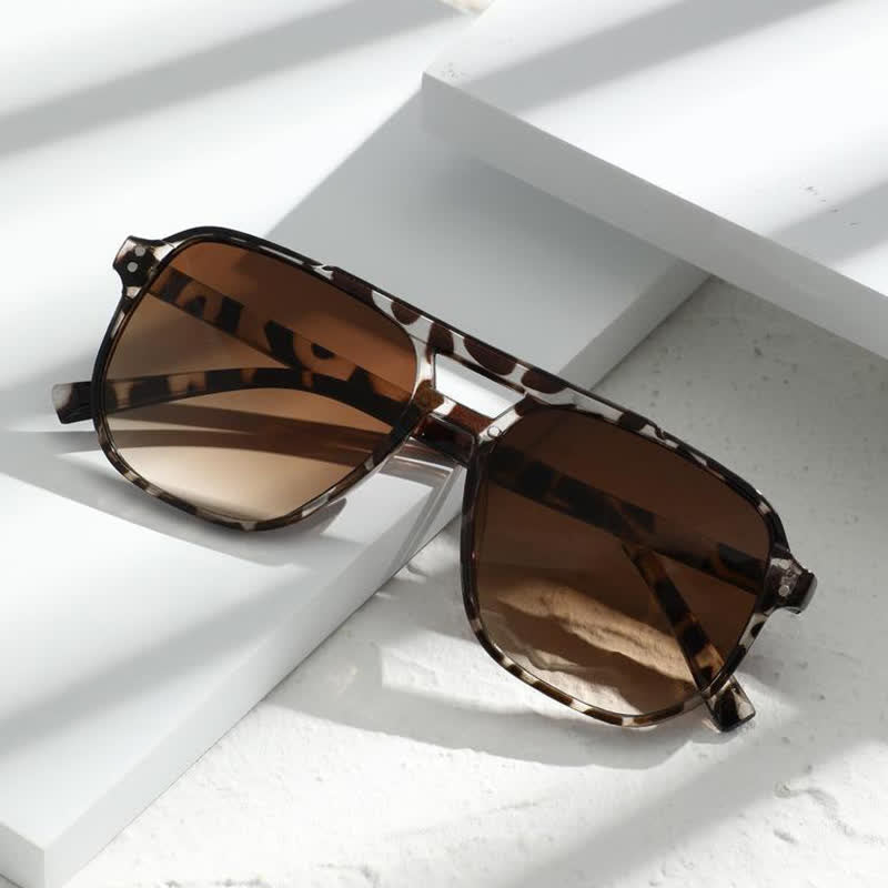 Vintage Double Bridges Tinted Aviator Sunglasses