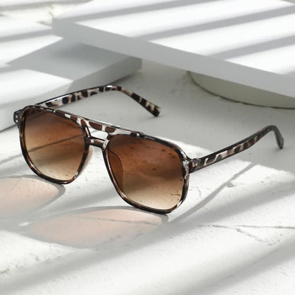 Vintage Double Bridges Tinted Aviator Sunglasses