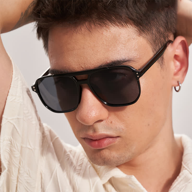 Vintage Double Bridges Tinted Aviator Sunglasses