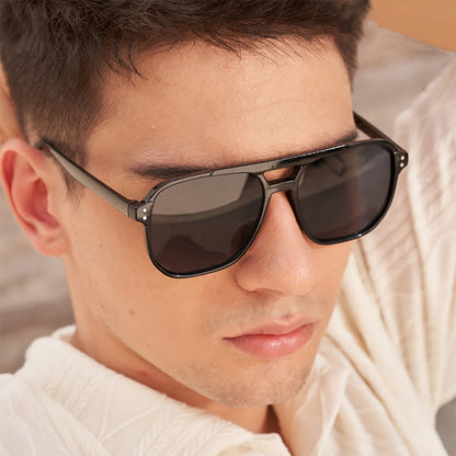 Vintage Double Bridges Tinted Aviator Sunglasses