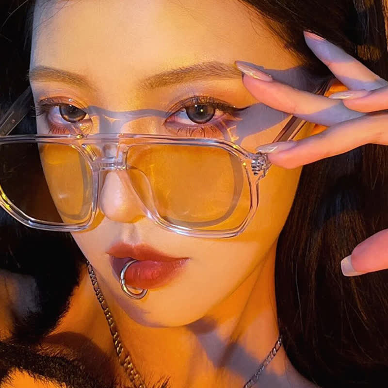 Vintage Double Bridges Tinted Aviator Sunglasses