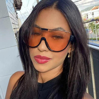 Oversized Frame Semi-Rimless Aviator Sunglasses