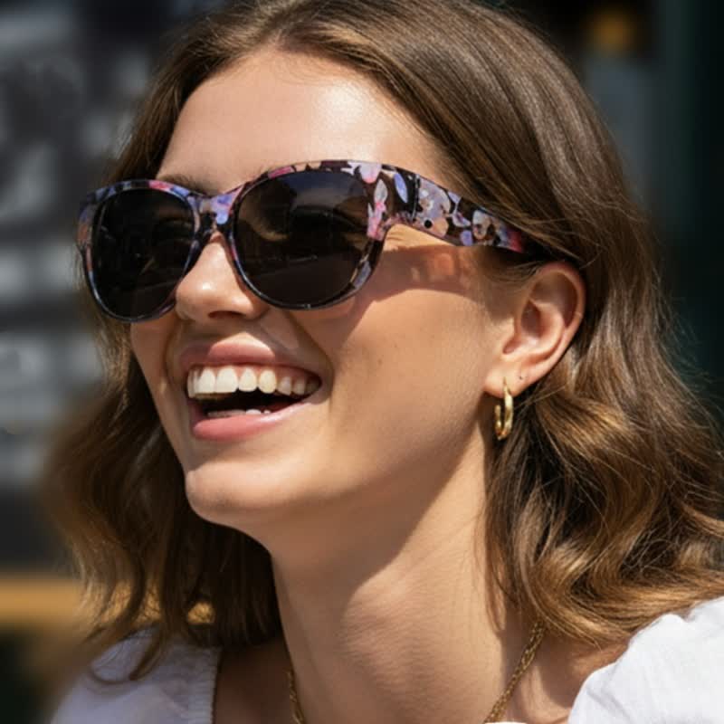 Fit Over Glasses Floral Frame Polarized Sunglasses for Driving