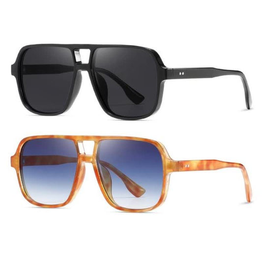 Double Bridges Square Frame Vintage Sunglasses