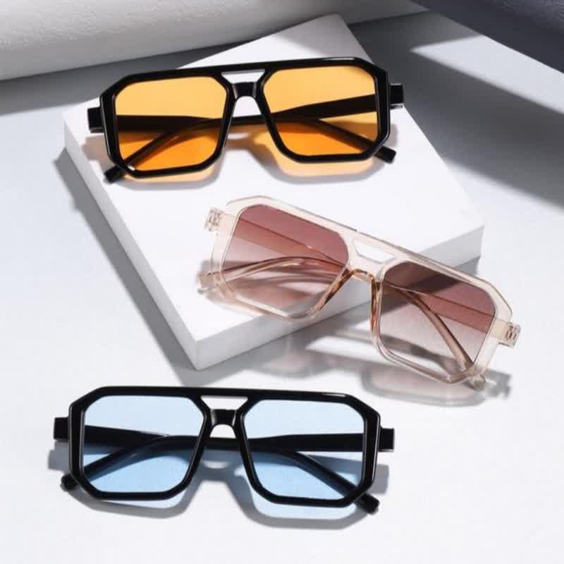 Double Bridges Geometric Frame Driving Sunglasses