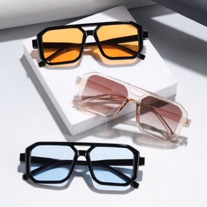 Double Bridges Geometric Frame Driving Sunglasses