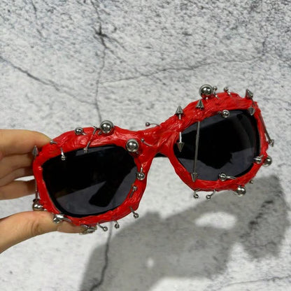 CyberPunk Style Irregular Shaped Rivet Decor Sunglasses for Party