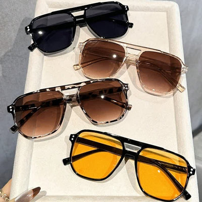 Vintage Double Bridges Tinted Aviator Sunglasses