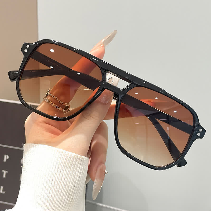 Vintage Double Bridges Tinted Aviator Sunglasses