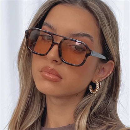 Double Bridges Square Frames Retro-Vintage Sunglasses
