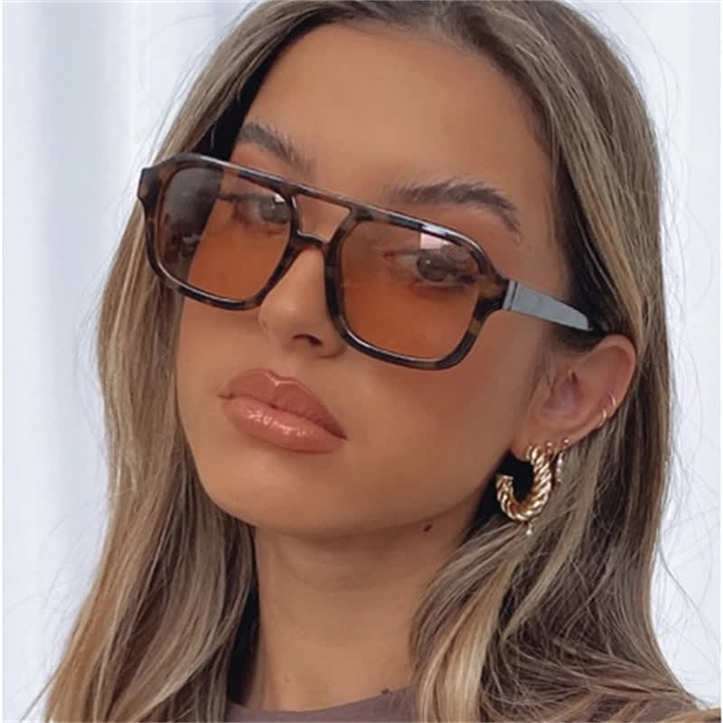 Double Bridges Square Frames Retro-Vintage Sunglasses