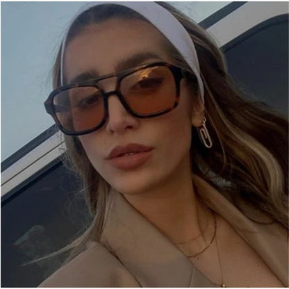 Double Bridges Square Frames Retro-Vintage Sunglasses