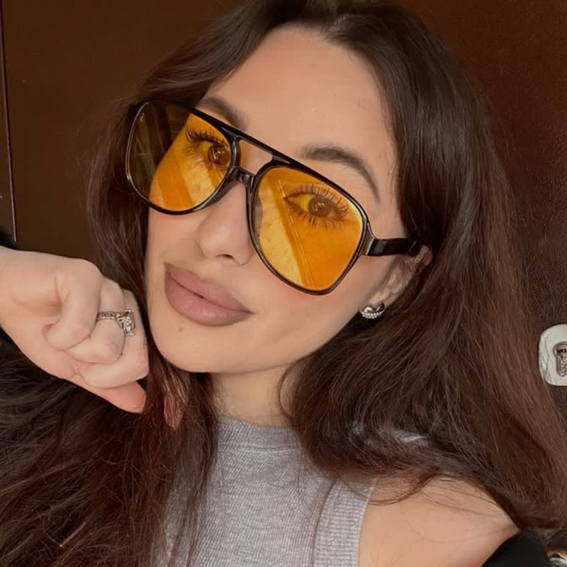 Double Bridges Fashion Aviator Sunglasses