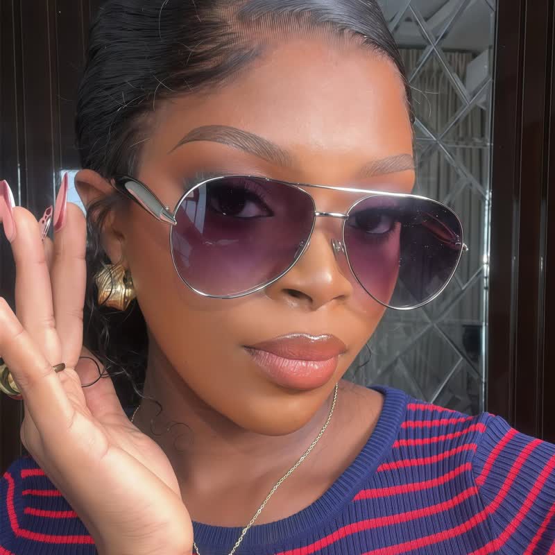 Vintage Double Bridges Aviator Frame Sunglasses