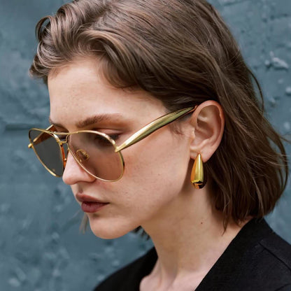 Vintage Double Bridges Aviator Frame Sunglasses