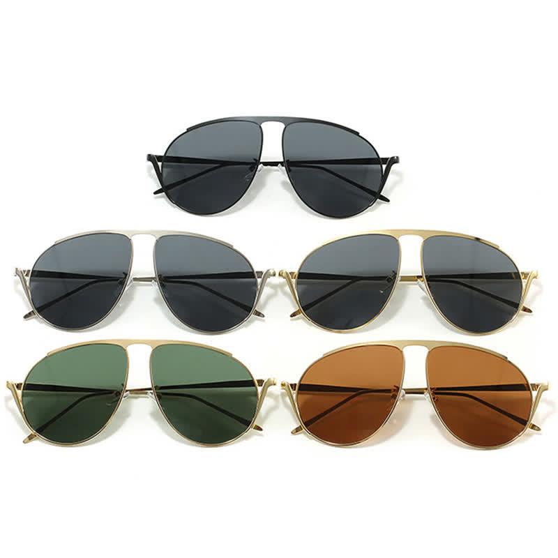 Hipster Metal Temples Aviator Sunglasses