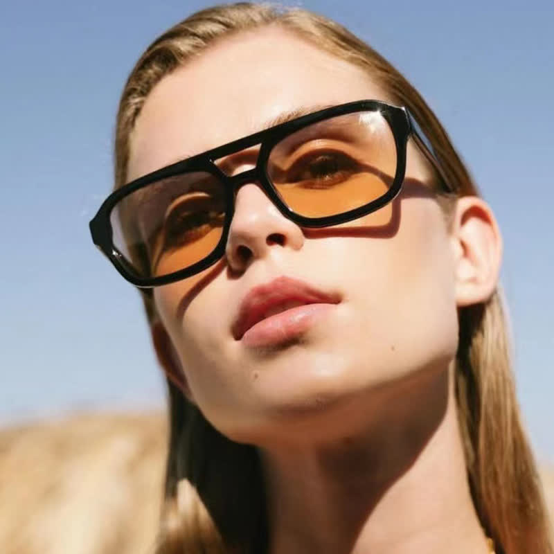 Double Bridges Square Frame Retro Sunglasses