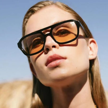 Double Bridges Square Frame Retro Sunglasses