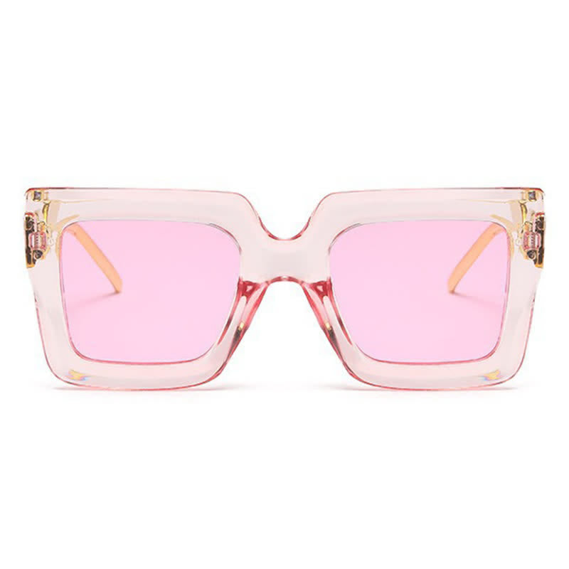 Square Oversized Frame Chain Temples Hipster Sunglasses