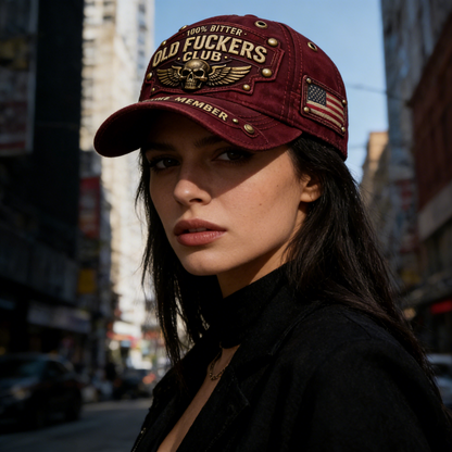Vintage Distressed Baseball Cap - "Old Fuckers Club" Hat