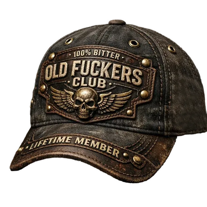 Vintage Distressed Baseball Cap - "Old Fuckers Club" Hat