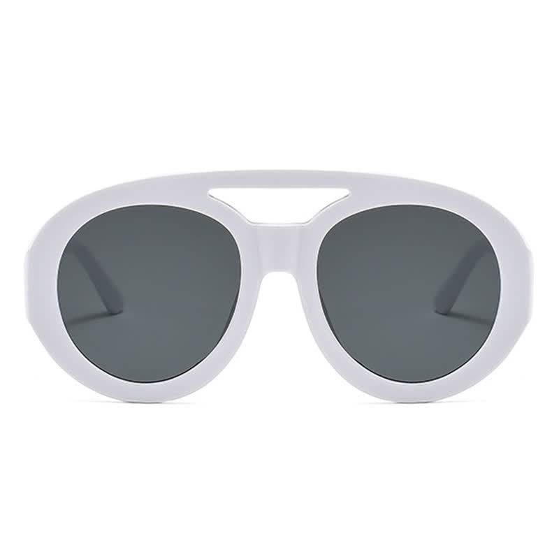 Round Frame Double Bridges Oversized Aviator Sunglasses