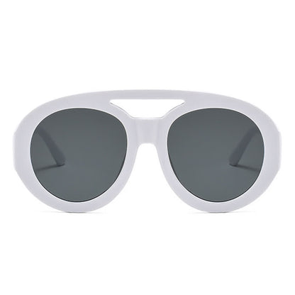 Round Frame Double Bridges Oversized Aviator Sunglasses