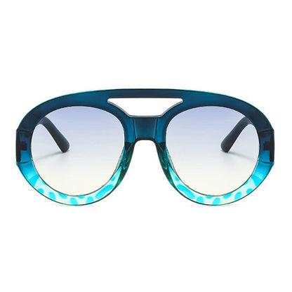 Round Frame Double Bridges Oversized Aviator Sunglasses