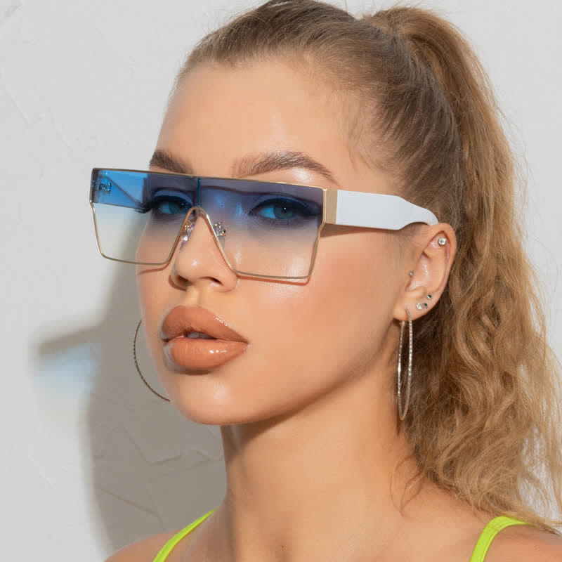 One-piece Square Frame Oversized Sunglasses