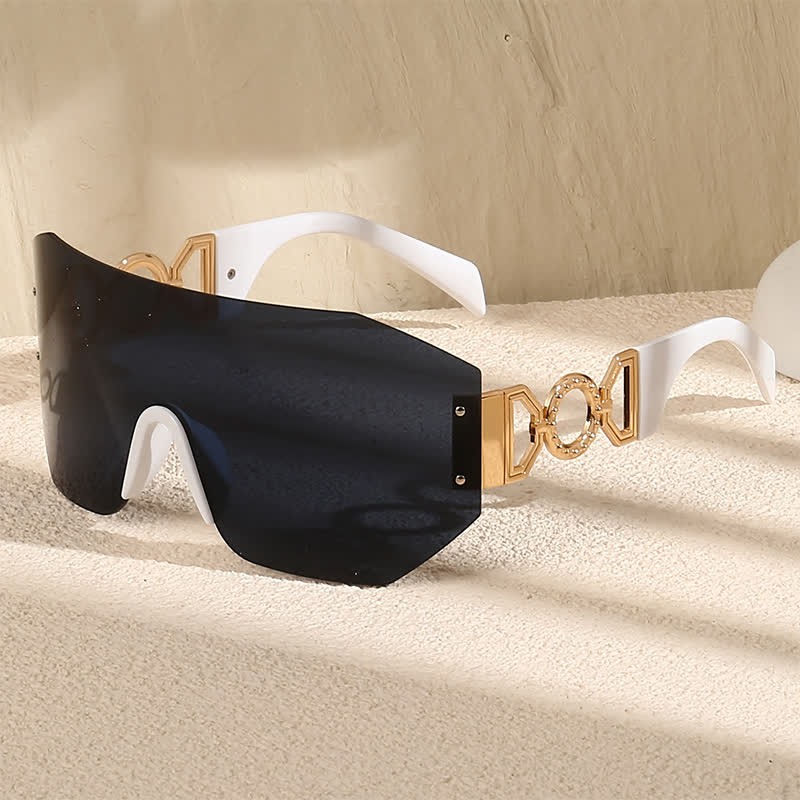 One-piece Rimless Oversized Tined Sunglasses