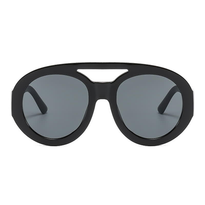 Round Frame Double Bridges Oversized Aviator Sunglasses
