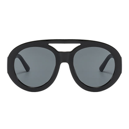 Round Frame Double Bridges Oversized Aviator Sunglasses