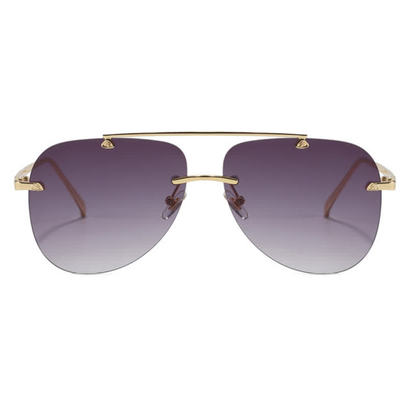 Rimless Double Bridges Retro Aviator Sunglasses