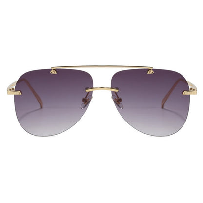 Rimless Double Bridges Retro Aviator Sunglasses
