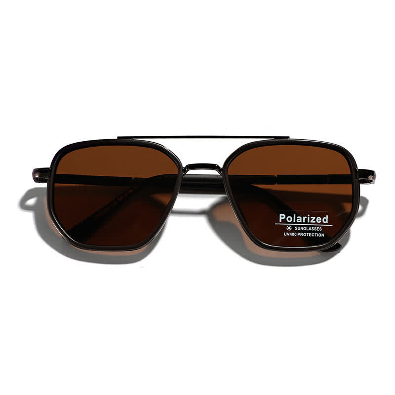 Geometric Frame Double Bridges Driving Polarized Sunglasses