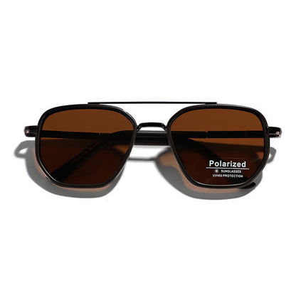 Geometric Frame Double Bridges Driving Polarized Sunglasses
