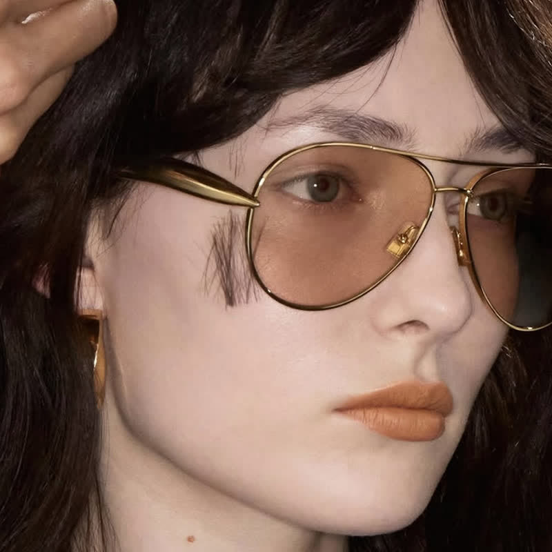 Vintage Double Bridges Aviator Frame Sunglasses