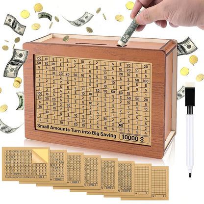 🔥Cash Vault Wooden Savings Box🎁Help achieve savings goals