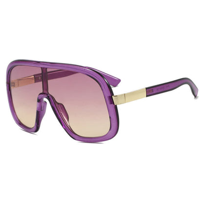 Flat Top Double Bridges Oversized Trendy Aviator Sunglasses