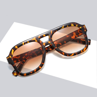Double Bridges Thick Frame Hipster Aviator Sunglasses