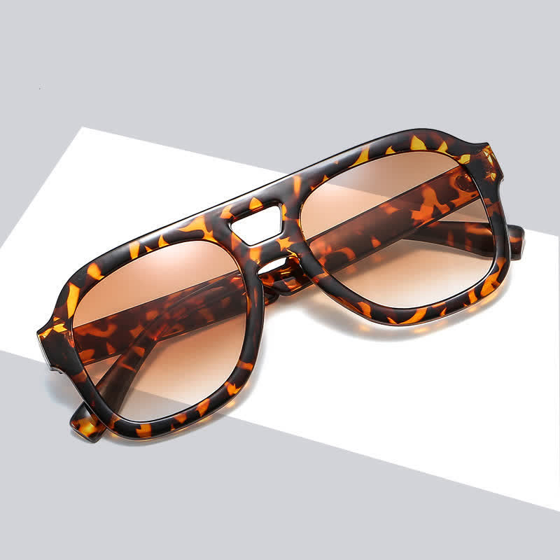 Double Bridges Thick Frame Hipster Aviator Sunglasses