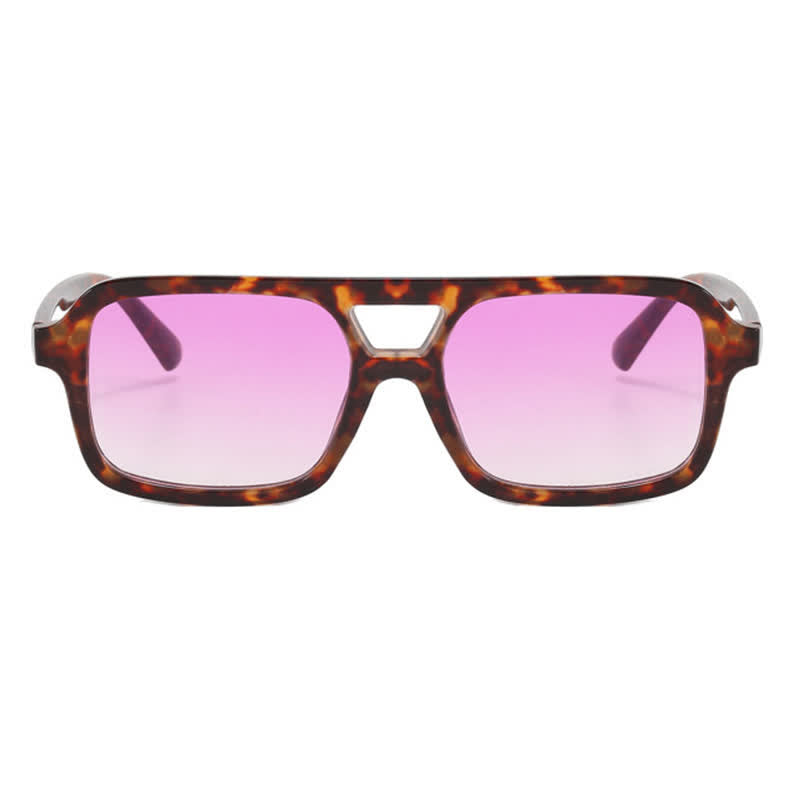 Double Bridges Square Frame Retro Sunglasses