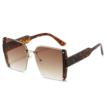 Square Frame Oversized Rimless Sunglasses