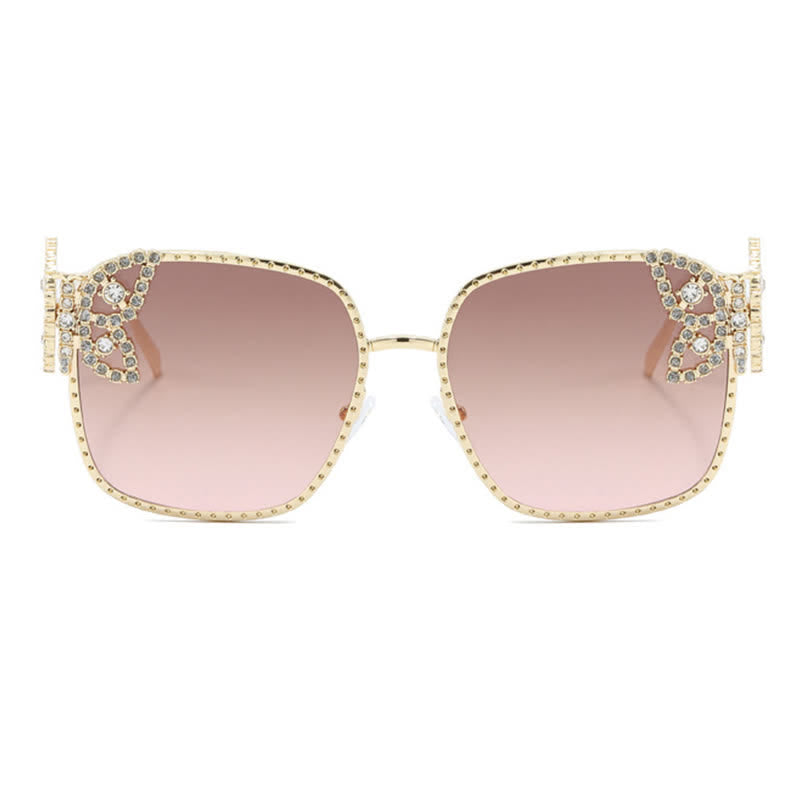 Square Frame Butterfly Decor Oversized Sunglasses