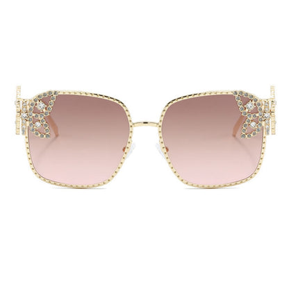Square Frame Butterfly Decor Oversized Sunglasses