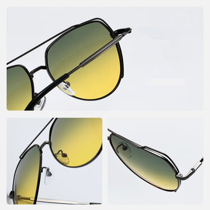 Polarized Photochromic Double Bridges Aviator Sunglasses for Driving