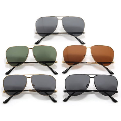 Double Bridges Metal Temples Aviator Sunglasses