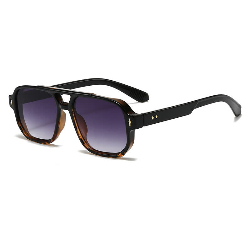 Square Frame Double Bridges Vintage Arrow Sunglasses